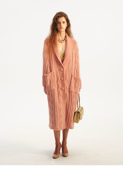 Cable-Knit Cardigan Camisole Dress