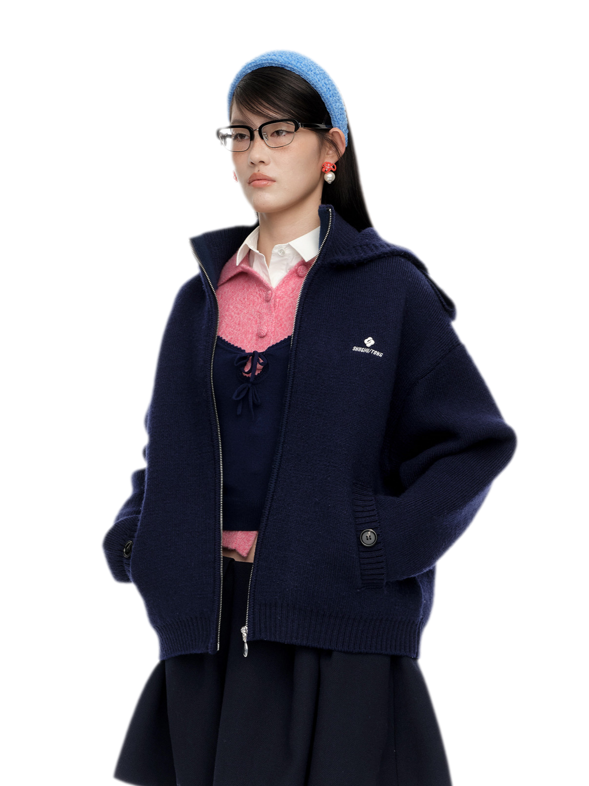 Wool Hooded Zip Knit Jacket
