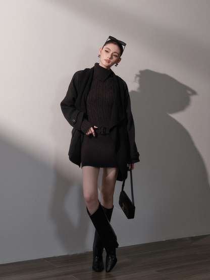Cable-Knit Slim Mini Dress