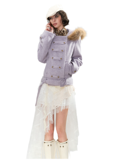 Wool Belted Hooded Coat