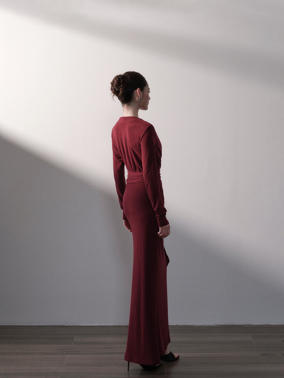 Twist-Waist Wrap Knit Dress