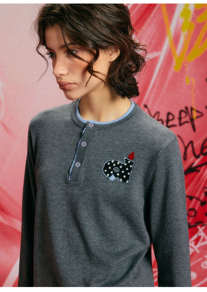 Top in maglia con contrasto in misto seta