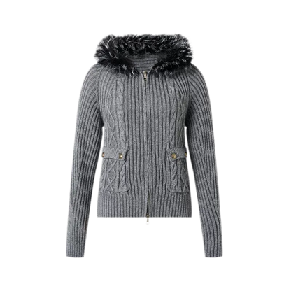 Gilet ajusté à capuche en maille torsadée