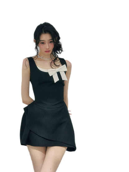 Sleek Bowknot Mini Dress