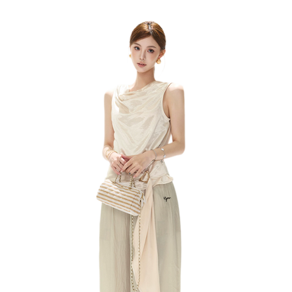 Draped Satin Cowl Top