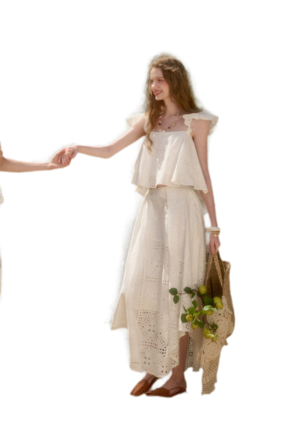 Clear White Embroidered Cotton Set
