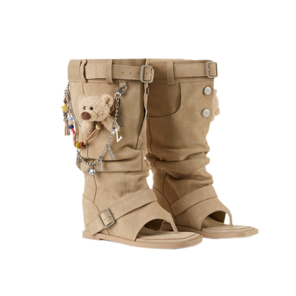 Suede Flip-Flop Boots