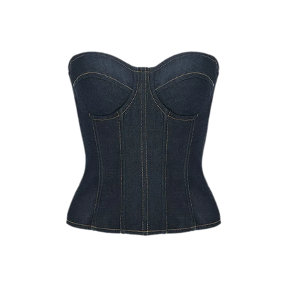 Denim Halter Corset Top