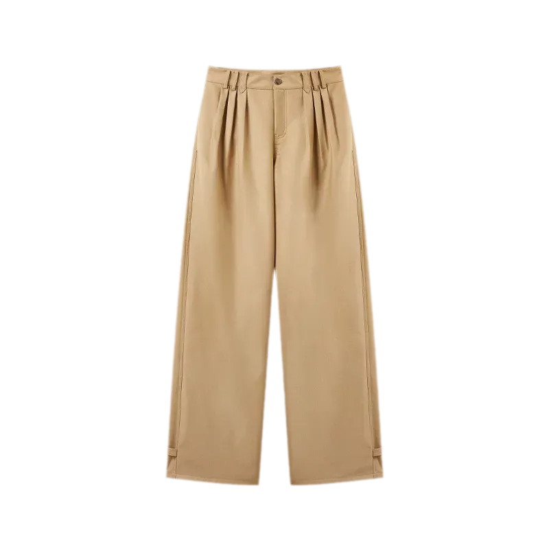 Matte Pleated Wide-Leg Trousers