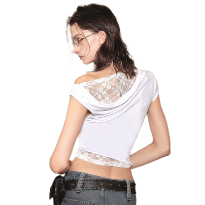Lace Shoulder Trim Tee