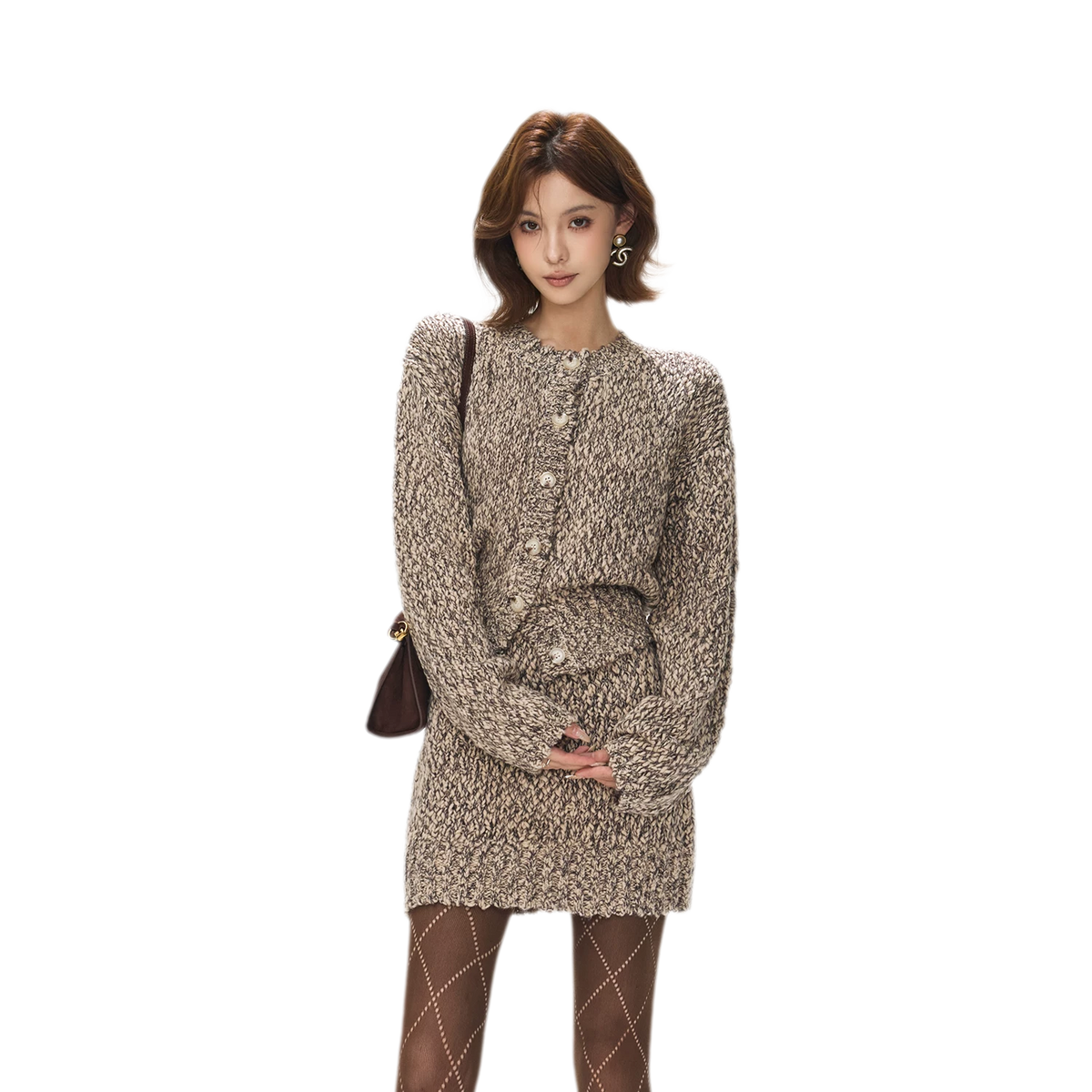Chunky Knit Cardigan Skirt Set