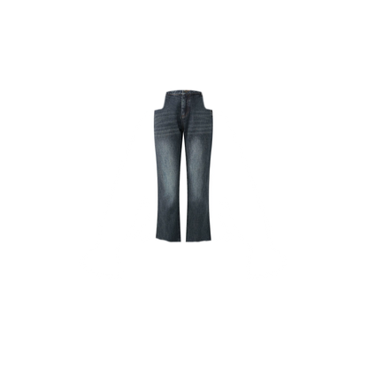 Jeans van gewassen denim met uitlopende pijpen