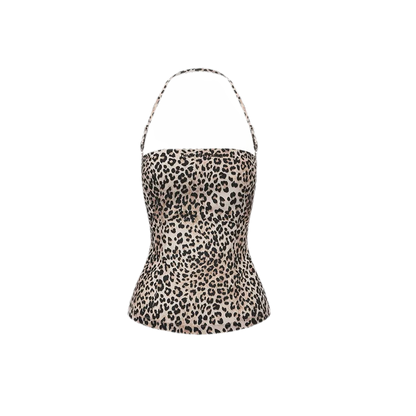 Leopard Tie-Back Halter Top