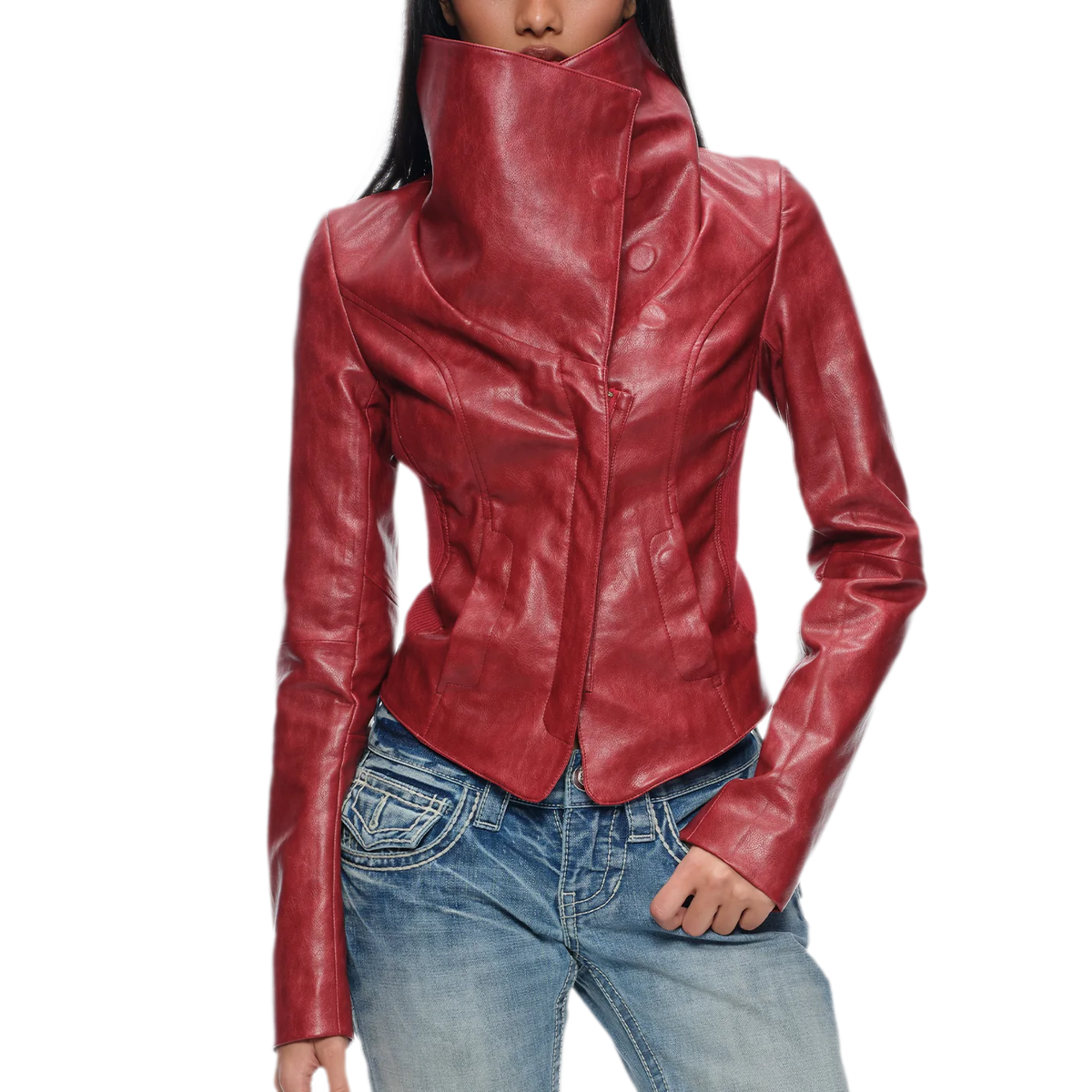 Magnetic Buckle Cropped Jacket