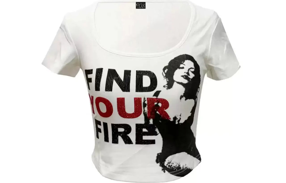 Graphic Cropped Crewneck T-Shirt