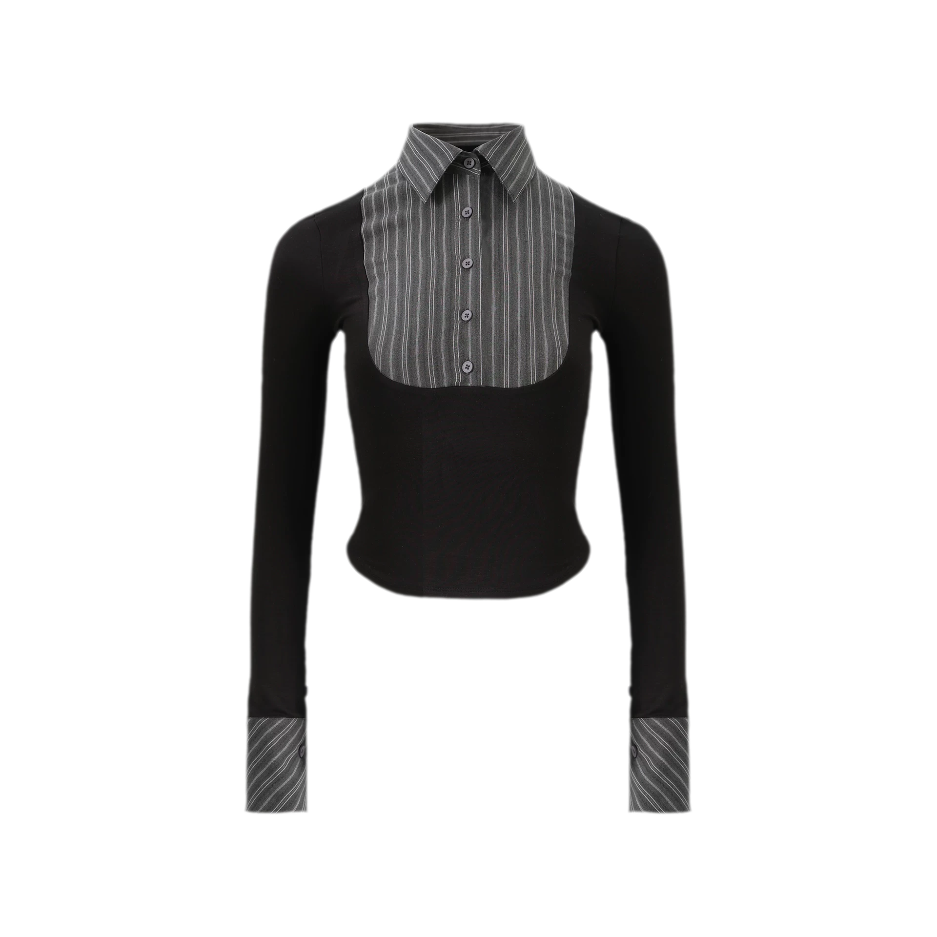 Striped Contrast Collar Shirt Top