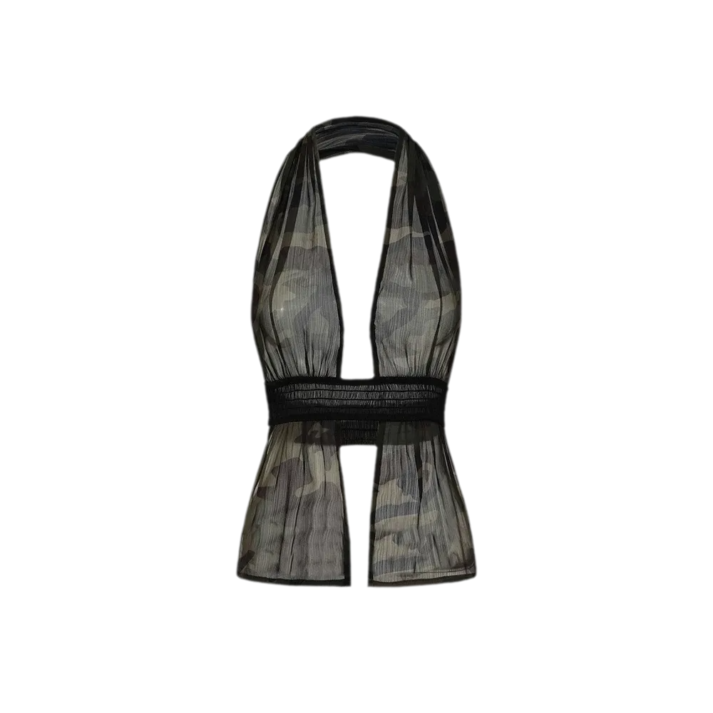 Mesh Halter Backless Top