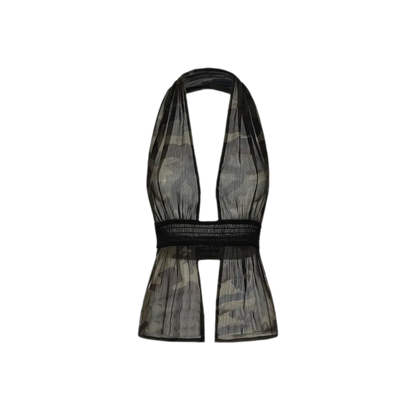 Mesh Halter Backless Top