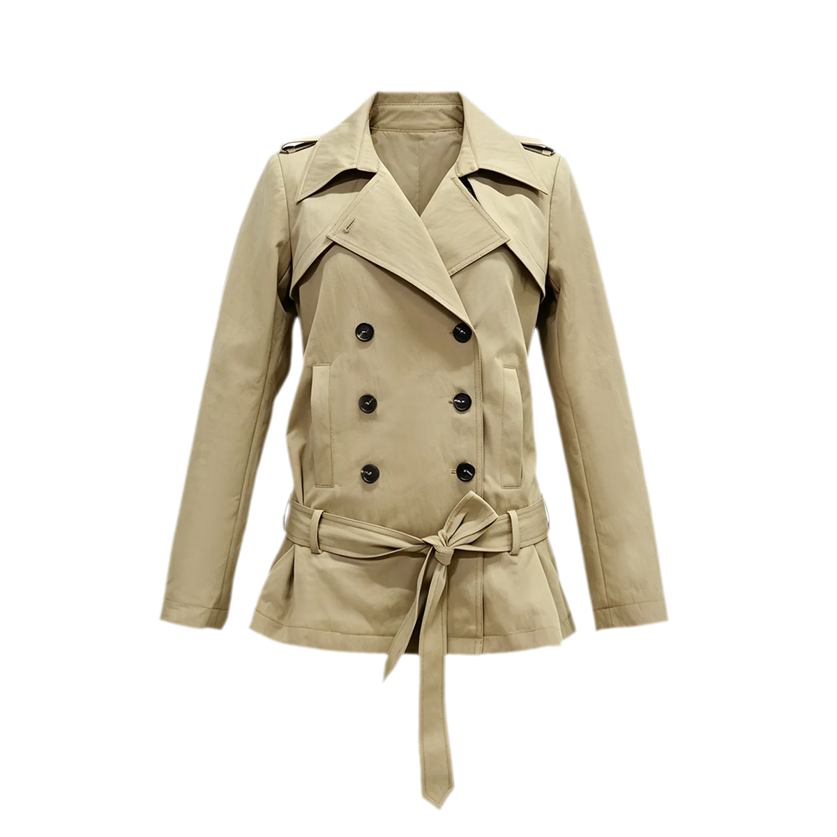 Trench coat con cintura in misto cotone