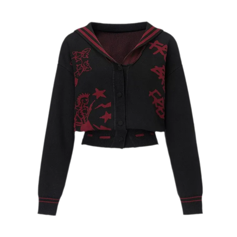 Punk Sailor Collar Knit Cardigan