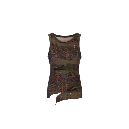 Lightweight Patchwork Leopard Camouflage Tank Top