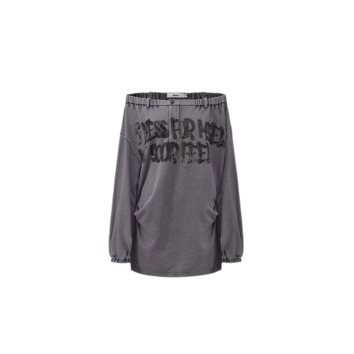 Graphic Off-Shoulder Ruched T-Shirt