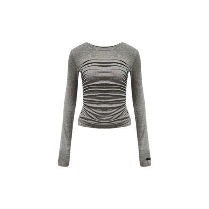 Ruched Sheer Long Sleeve Top