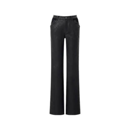 Diamond-Quilted Straight-Leg Pants