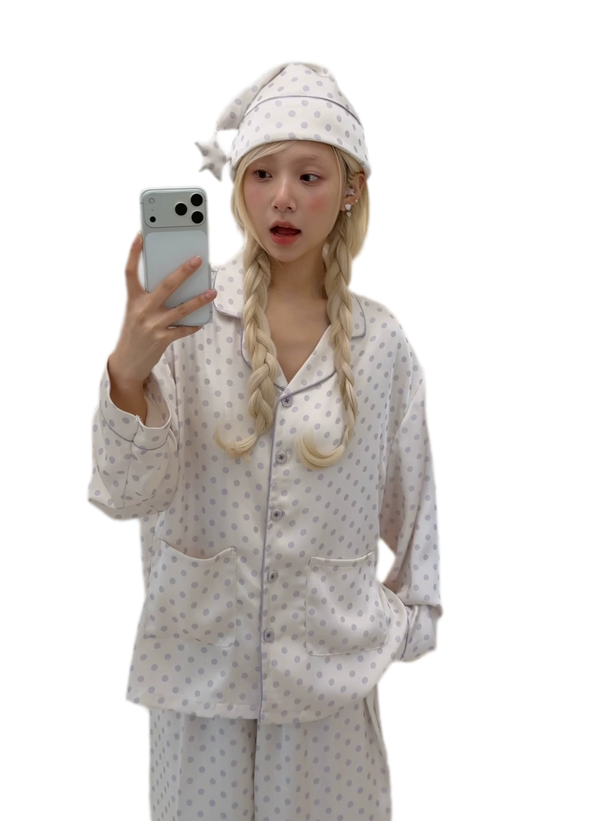 Glossy Polka Dot Pajama Set