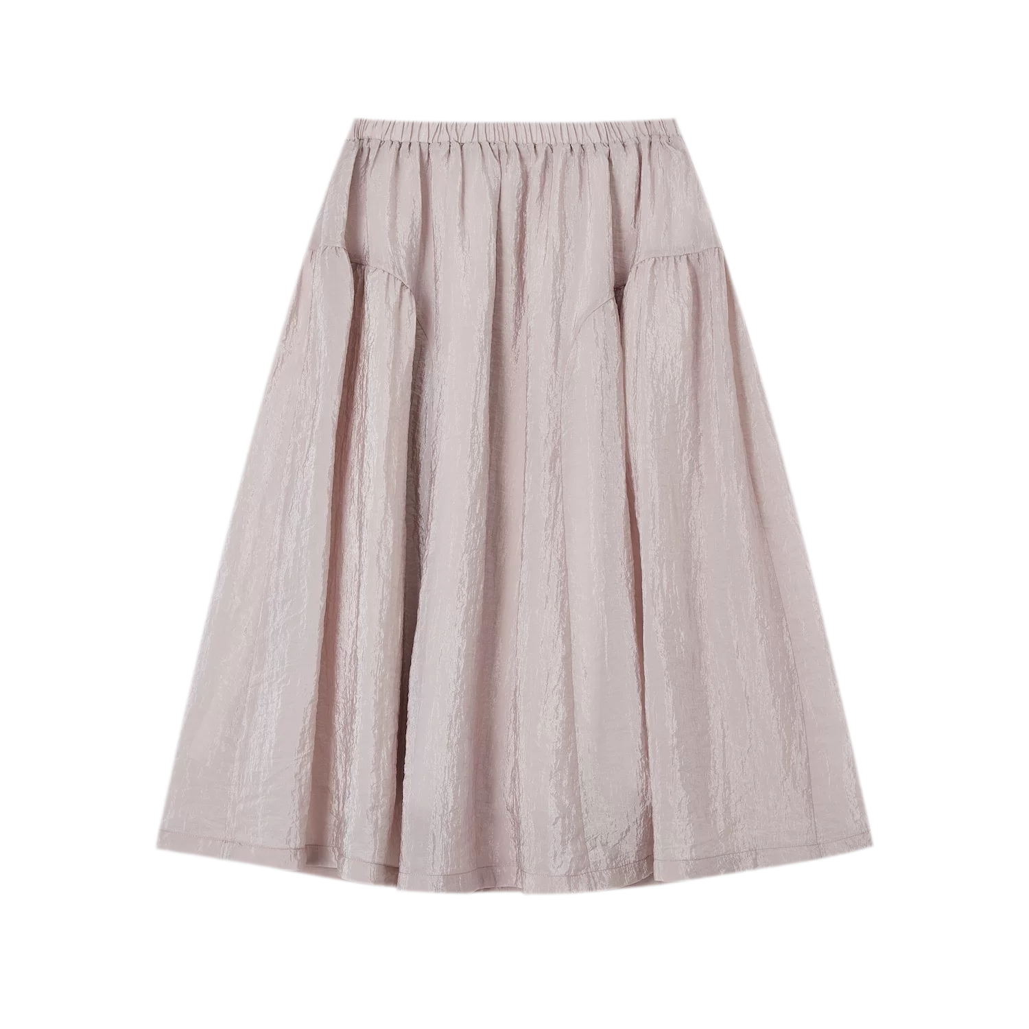 Crinkled Tiered Midi Skirt