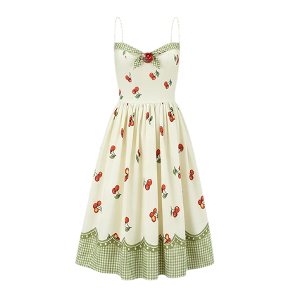 Cherry Print Fitted Dress