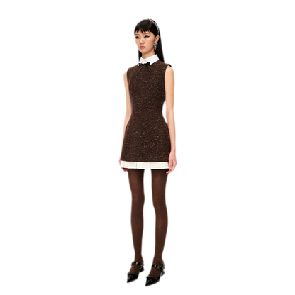 Elegant Pleated Hem Sleeveless Dress