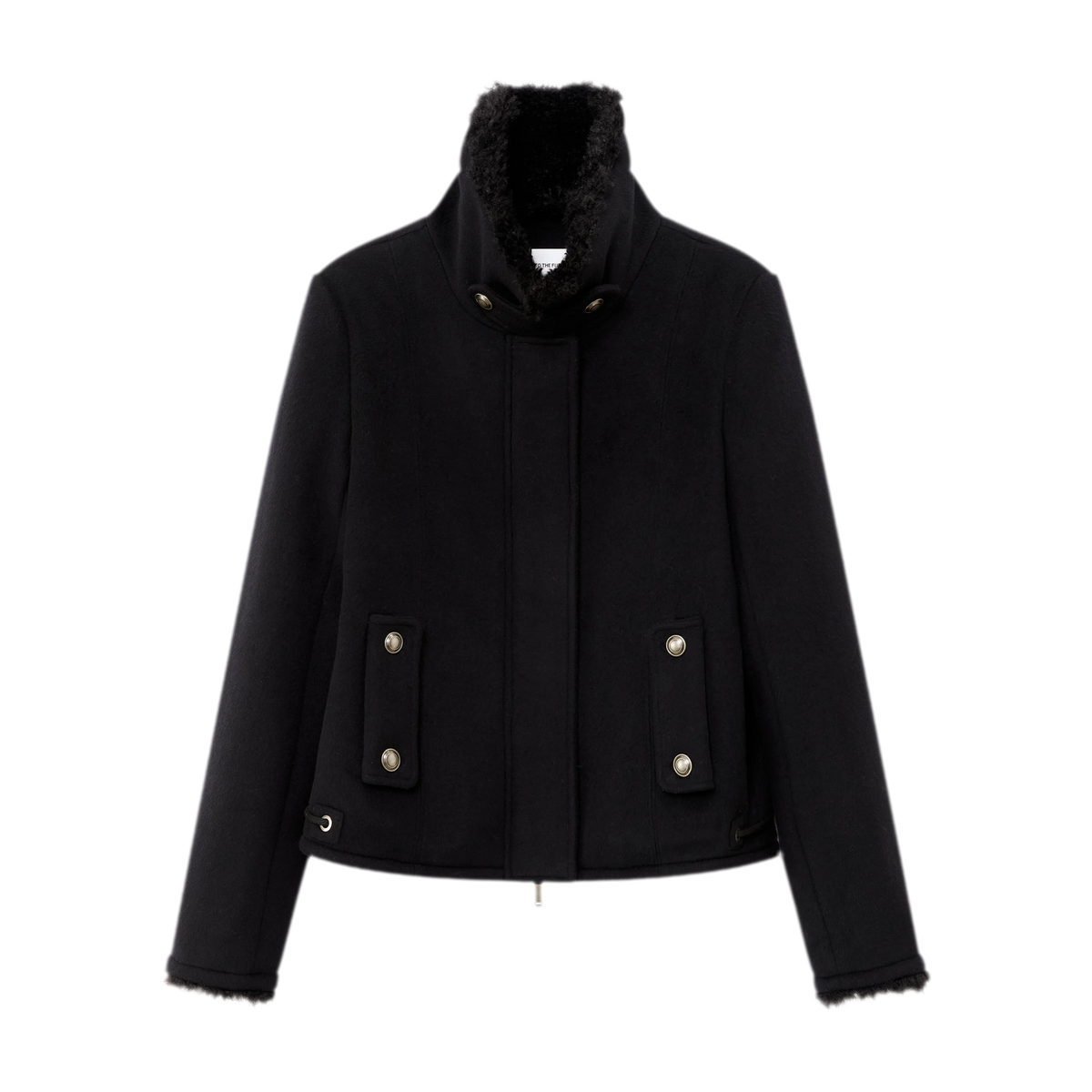 Wool Wide-Shoulder Cropped Jacket