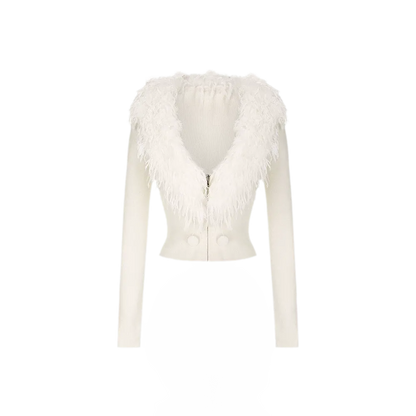 Wool Blend V-Neck Jacket