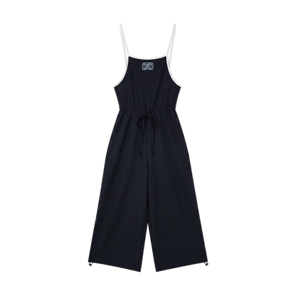 Contrast Piping Drawstring Waist Jumpsuit