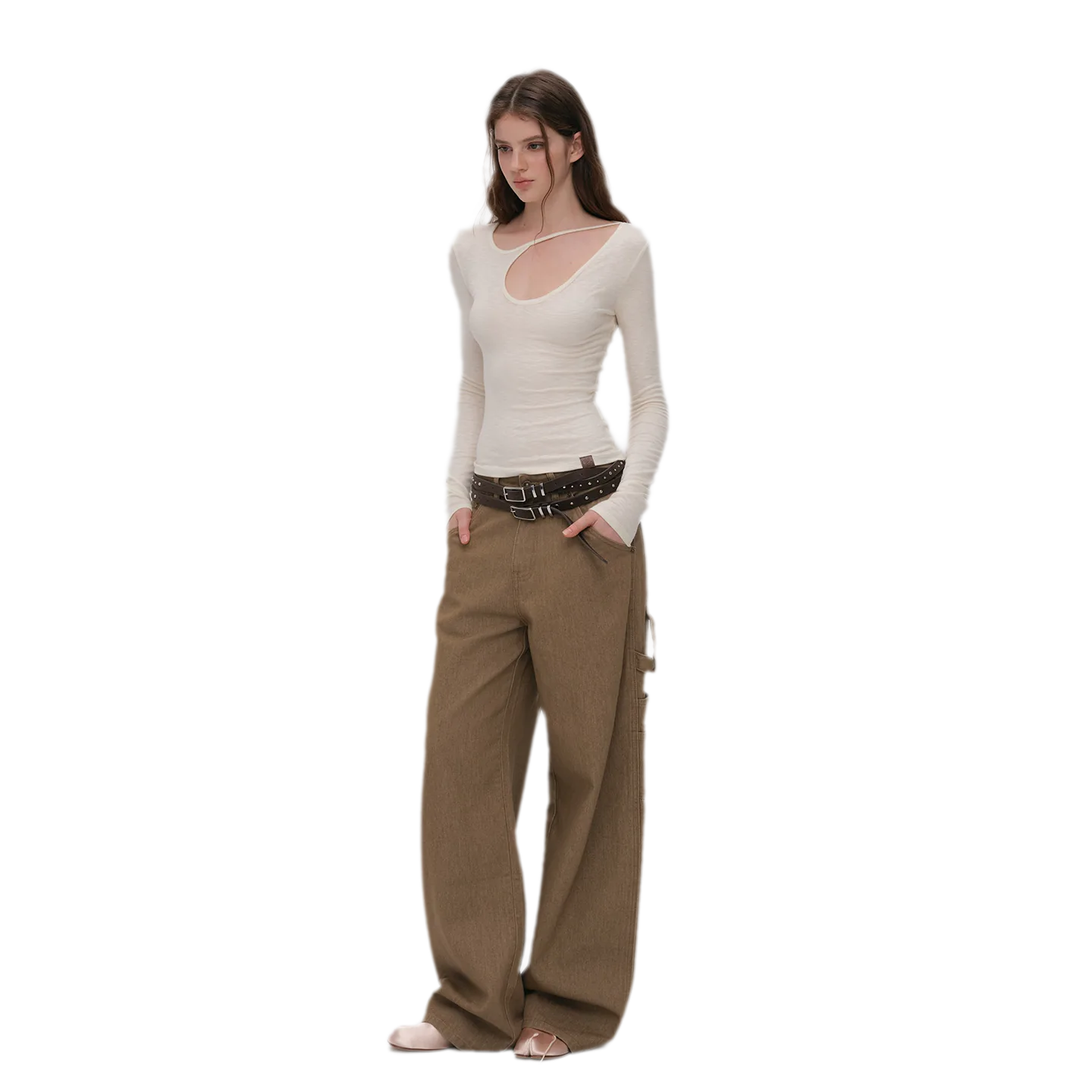 Lyocell Asymmetric Cutout Top
