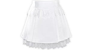Lace High-Waisted Short Pleated Skirt / S