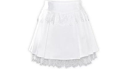 Lace High-Waisted Short Pleated Skirt / S