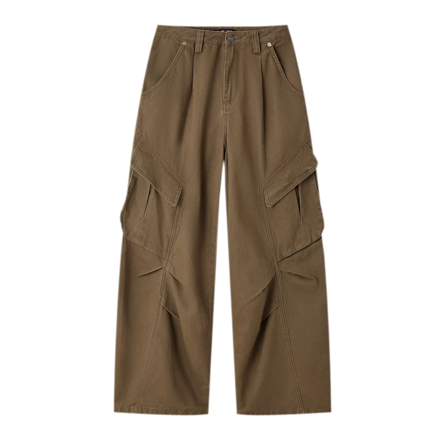 Pleated Wide-Leg Cargo Jeans
