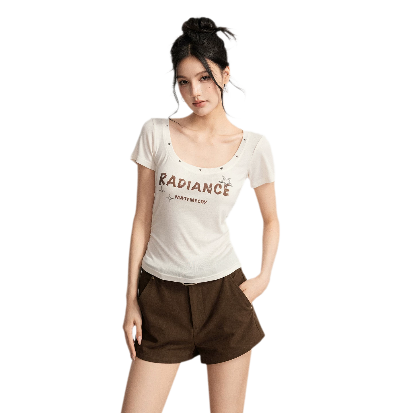 Tencel U-Neck Logo T-Shirt