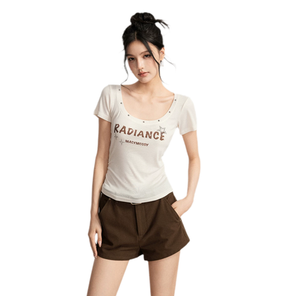 Tencel U-Neck Logo T-Shirt