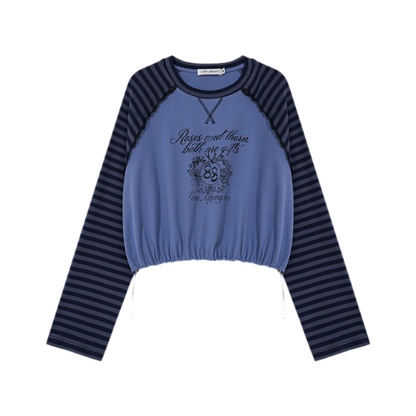 Cotton Raglan Cropped Long-Sleeve Top