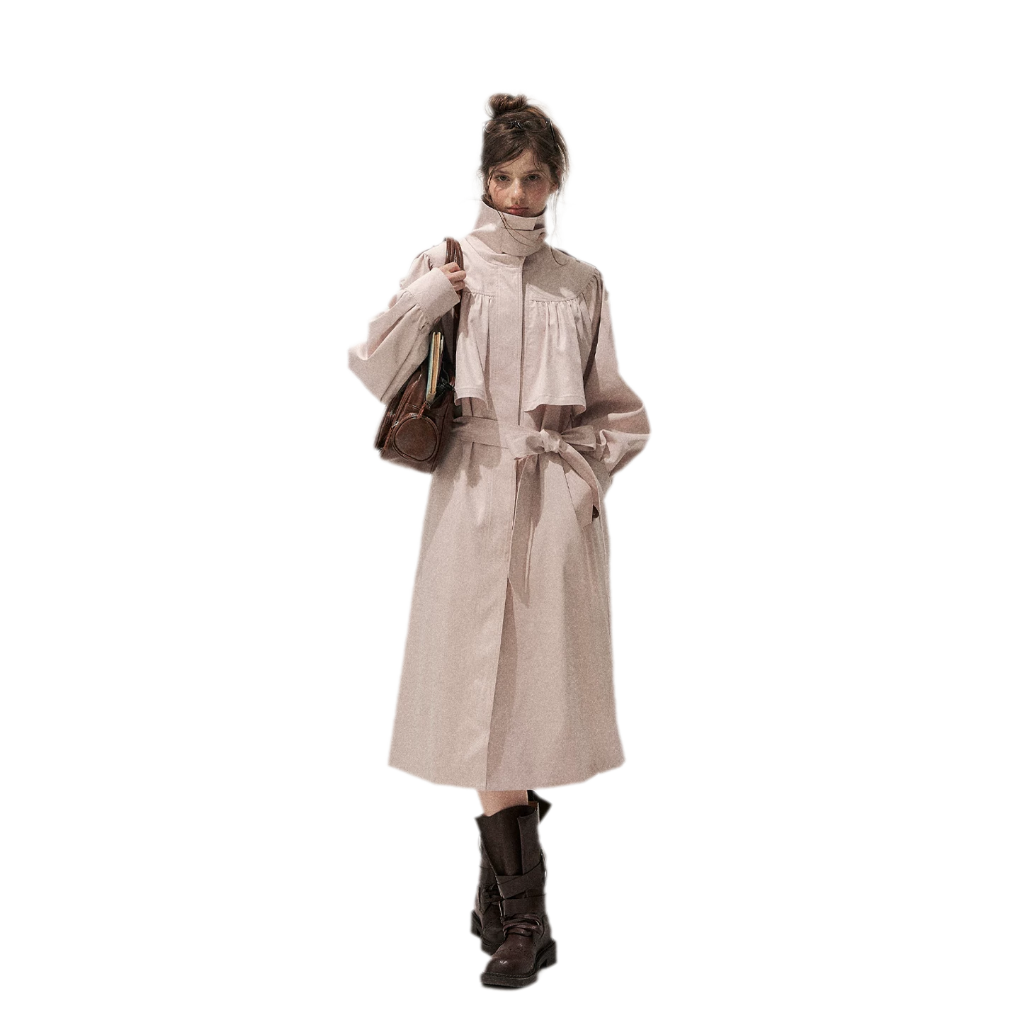 Gathered Cape Trench Coat