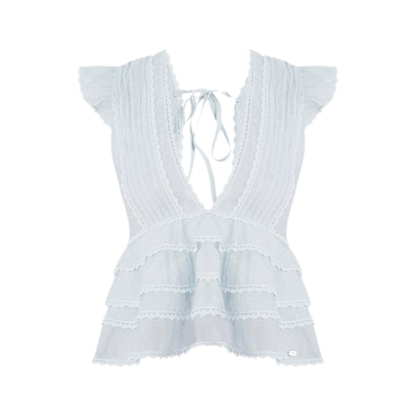 Organza Lace Ruffle Sleeveless Top