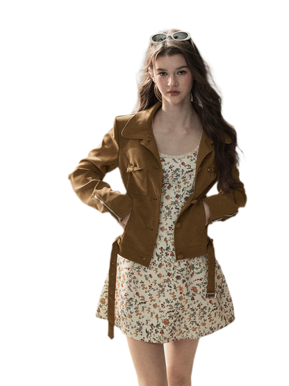 Soft Suede Cropped Utility Jacket