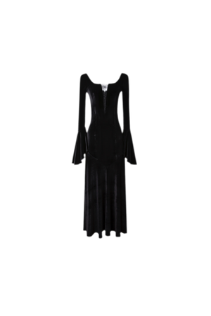 Black Velvet Witch Long Dress (No Veil) / S