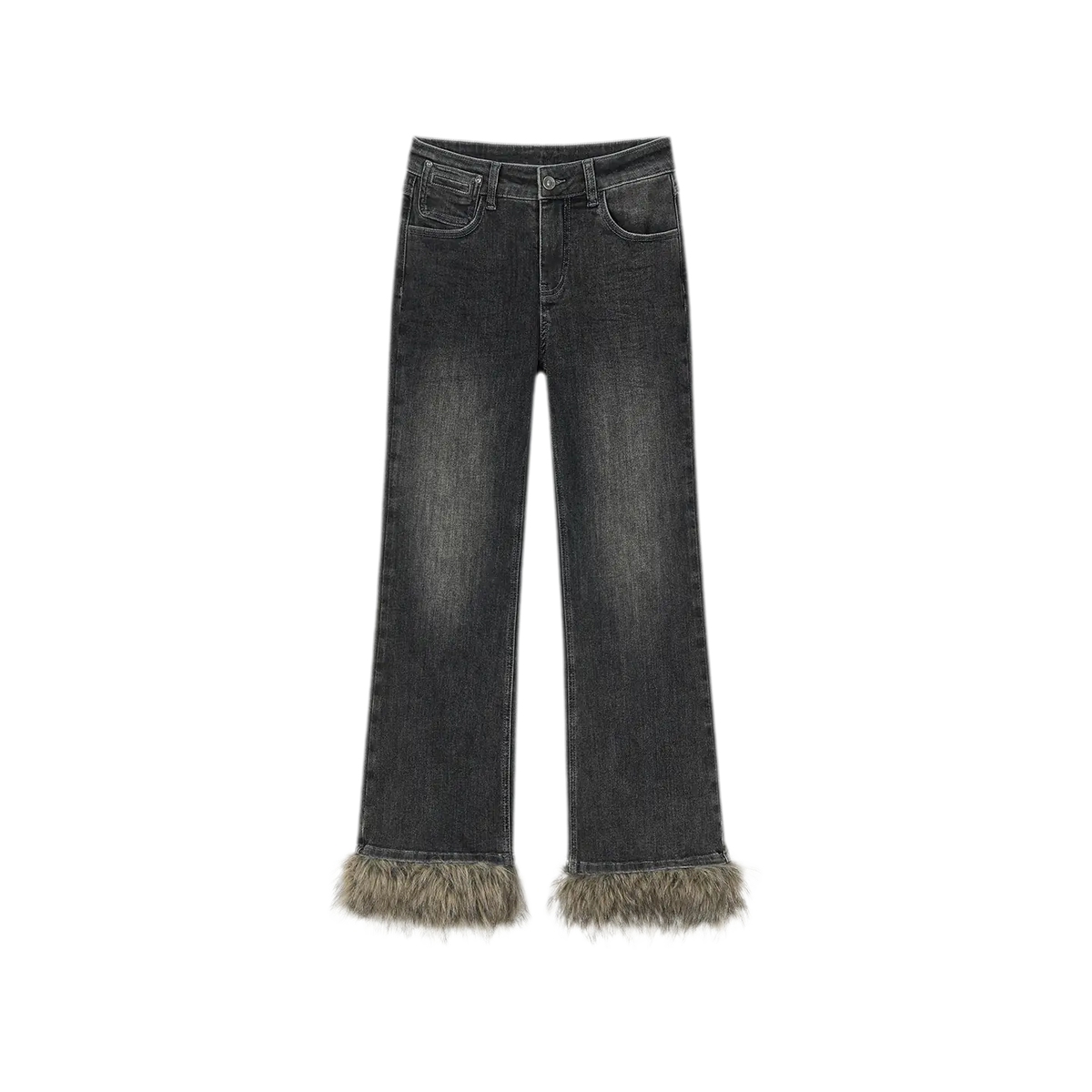 Vintage Washed Cropped Flare Jeans