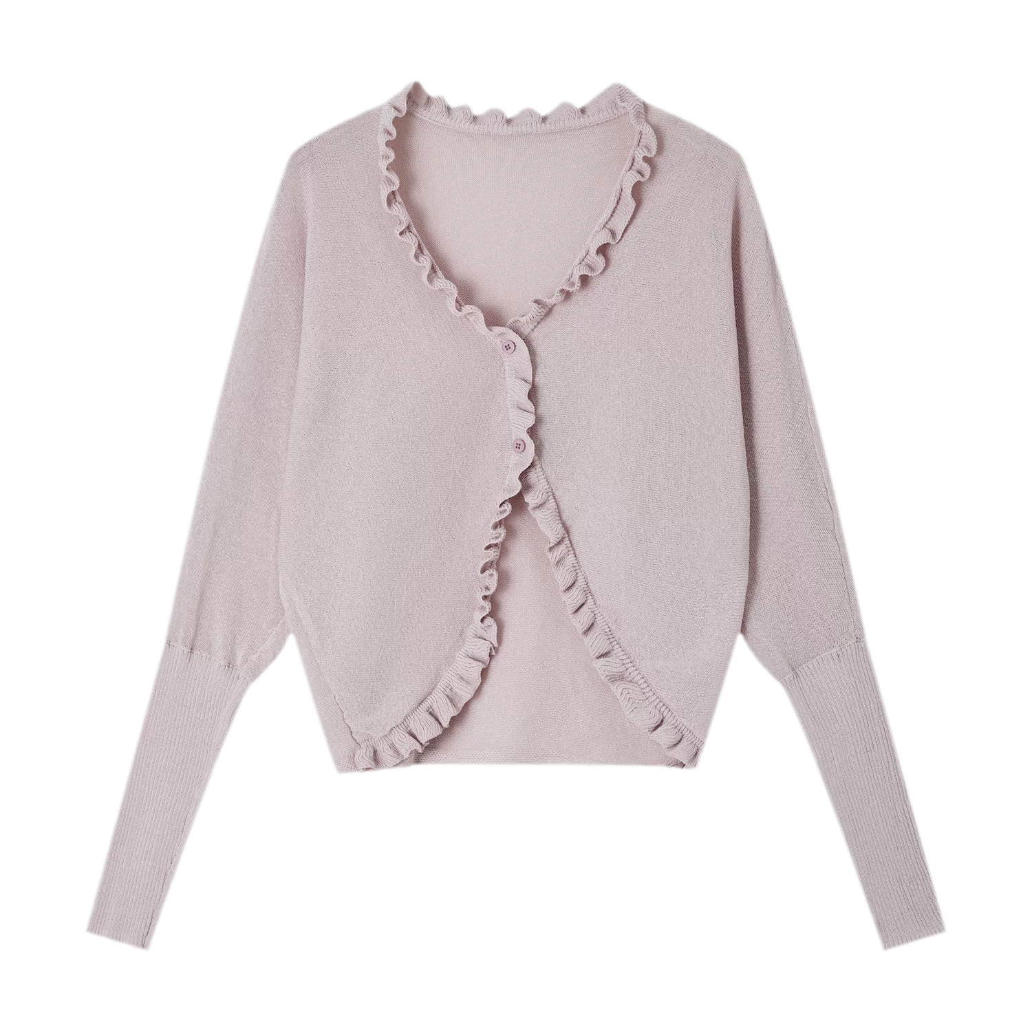 Ruffle Trim Knit Cardigan