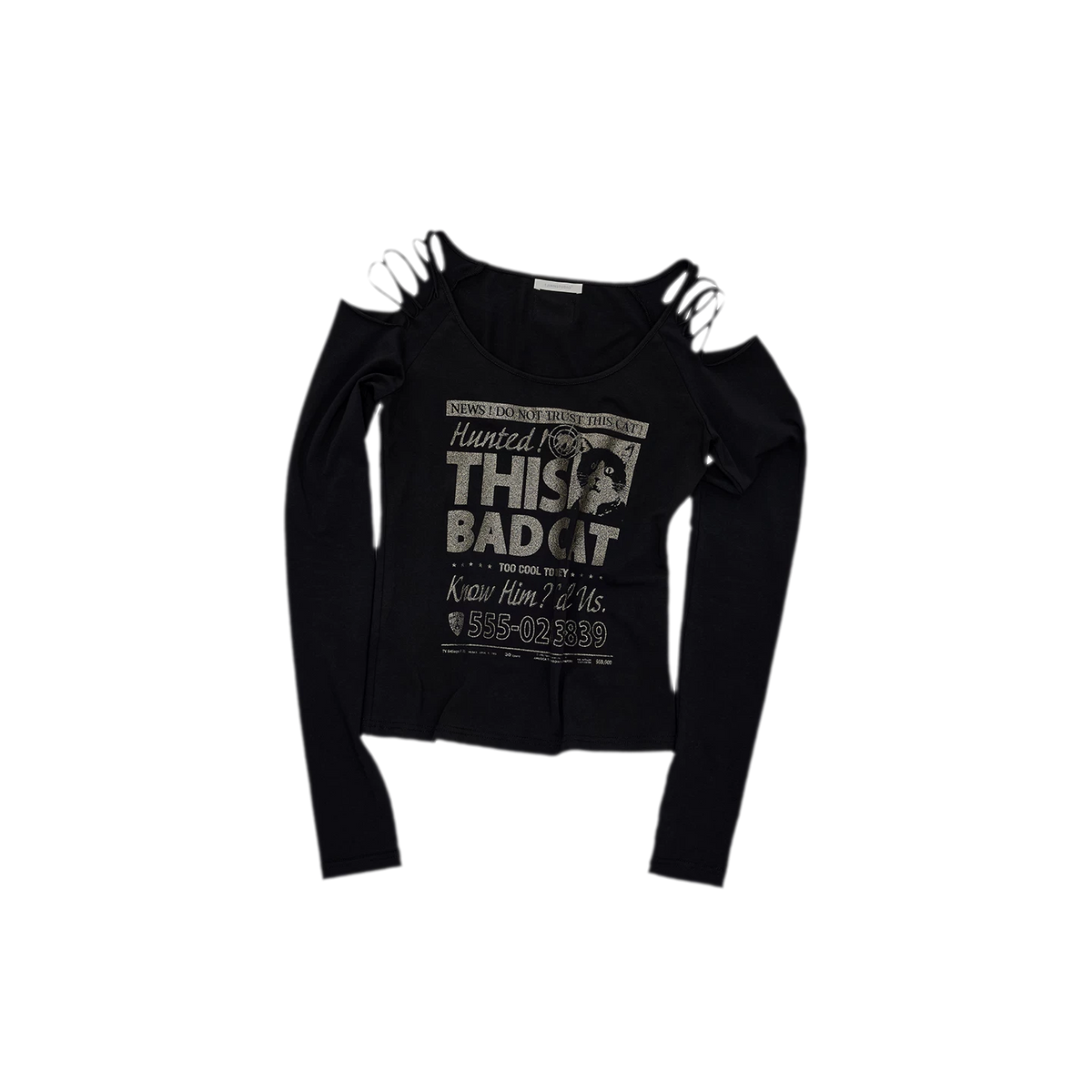 Distressed Graphic Off-Shoulder T-Shirt
