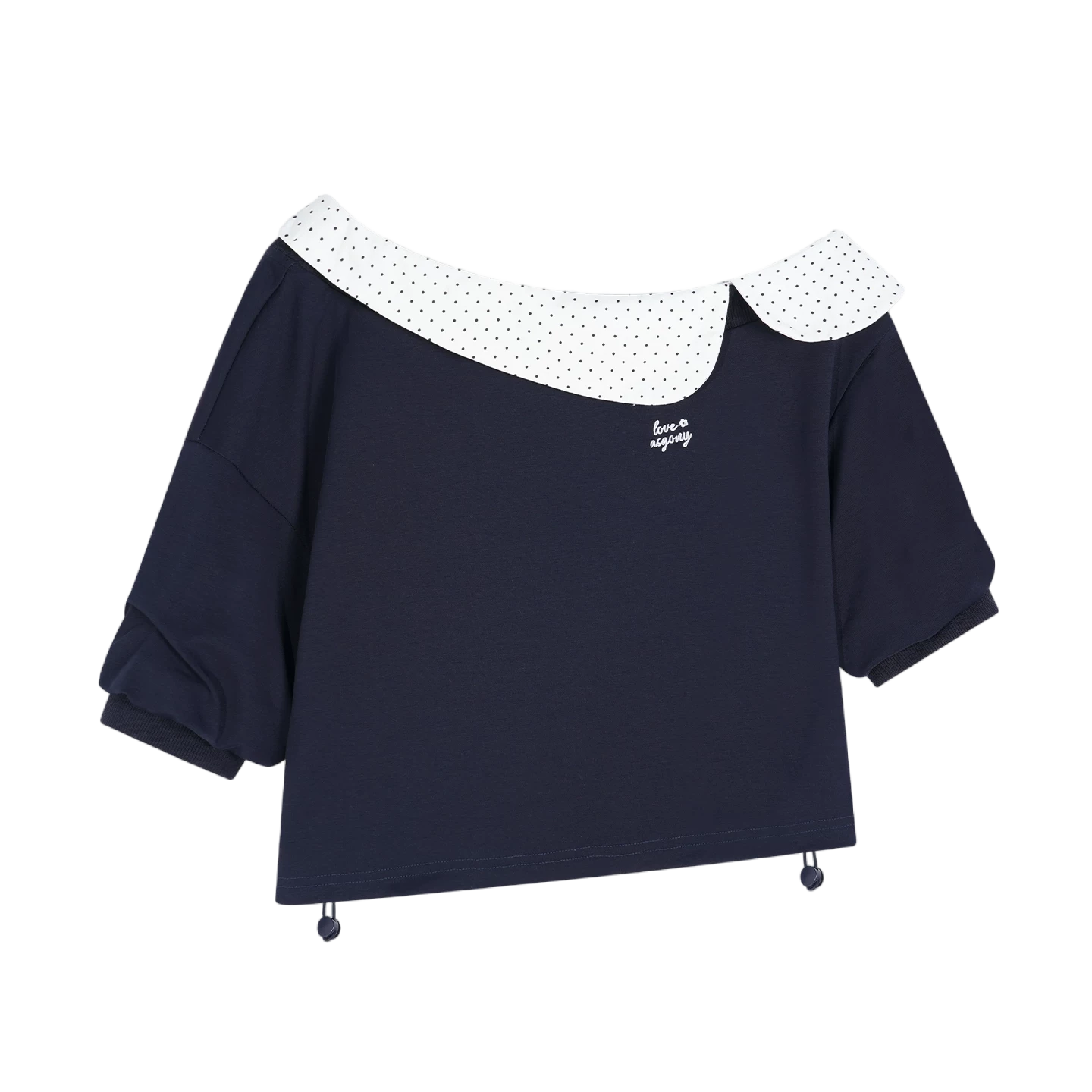 Vintage Polka Dot Asymmetric Short Sleeve Sweatshirt